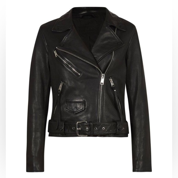 All Saints Luna leather biker jacket extra small - Picture 1 of 14